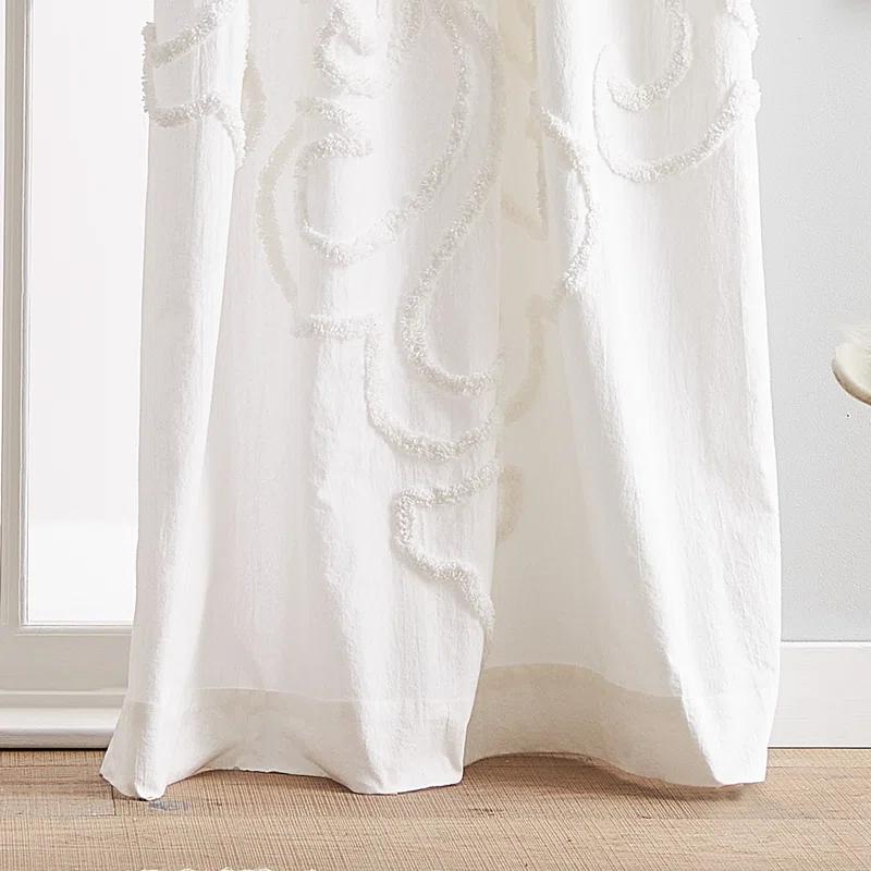 Peri Home Peri Home Gates Tufted Chenille Rod Pocket Curtain Panel Pair White (Set of 2)