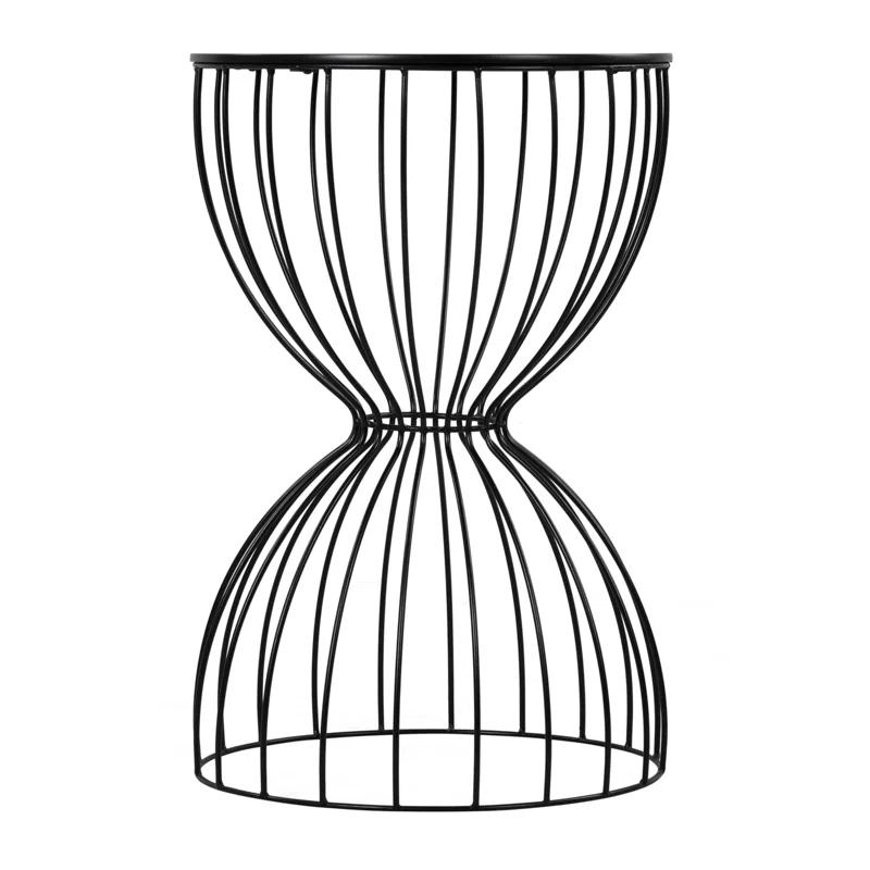 Elle Decor Elle Decor Cami Modern Hourglass Metal End Table, Decorative Round Accent Coffee Table or Nightstand