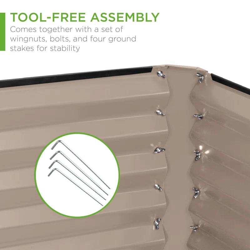 Arlmont & Co. Rosonda 8x4x2ft Outdoor Metal Raised Garden Bed, Planter Box for Vegetables, Flowers, Herbs
