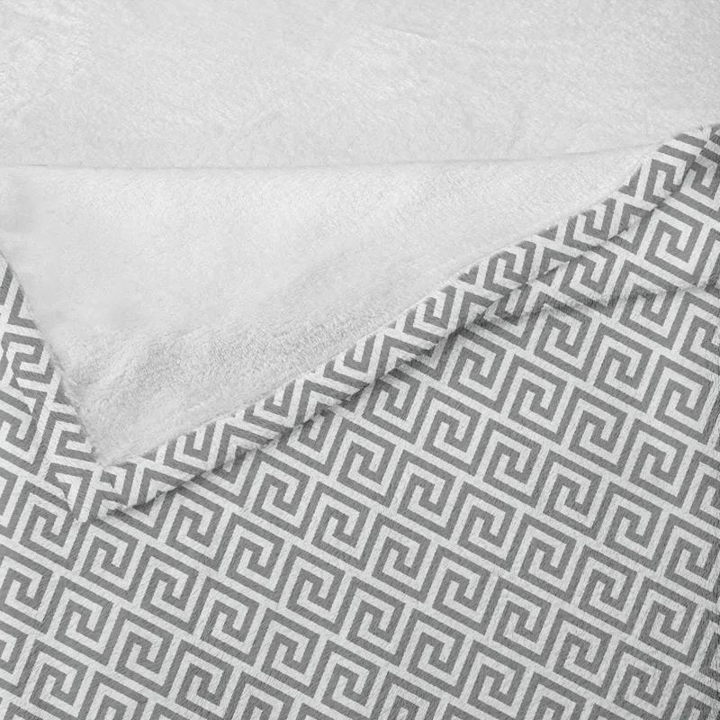 Ambesonne Geometric Fleece Throw Blanket Monochrome Pattern Lines Pale Grey White