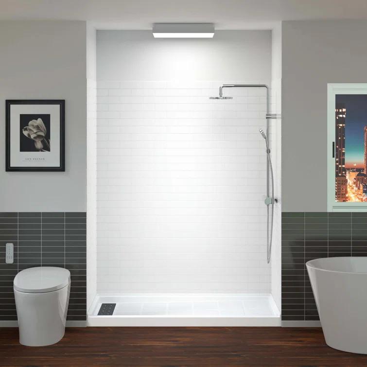 WoodBridge 60'' W 75'' H Framed Rectangle Shower Stall SWP603675-1-SU-H+SBR6036-1000L-MB