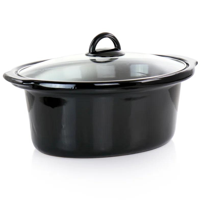 Better Chef 6 Quart Oval Slow Cooker with Removable Stoneware Crock in Stainless Steel