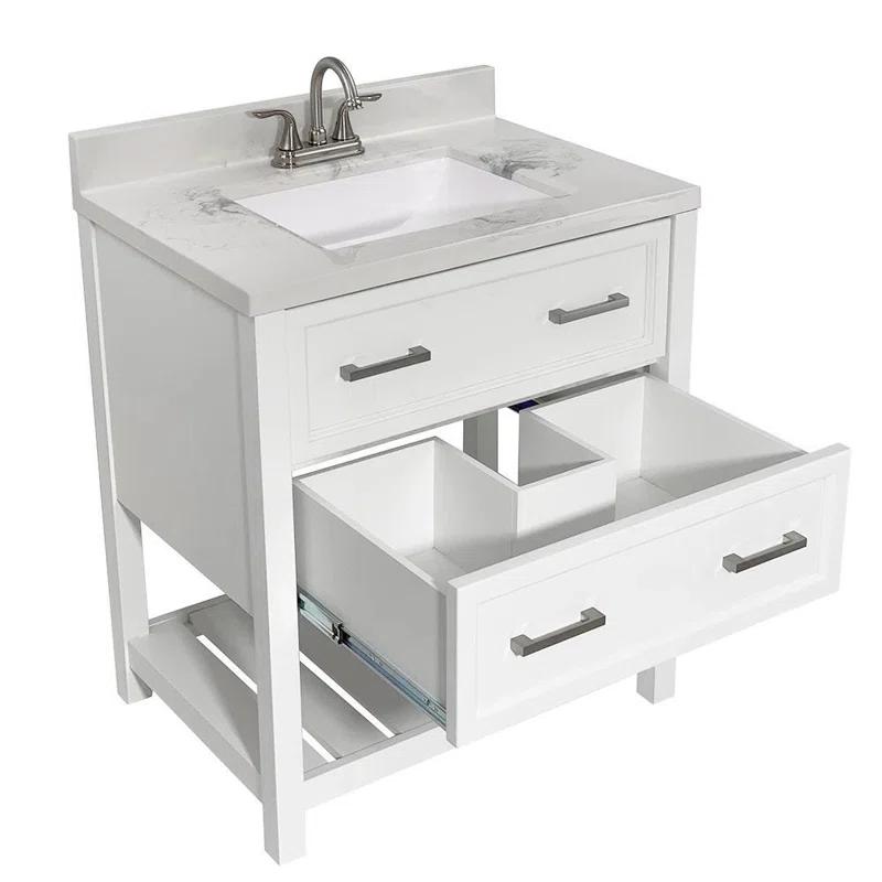 Milan 31'' Single Bathroom Vanity with Solid Surface Top