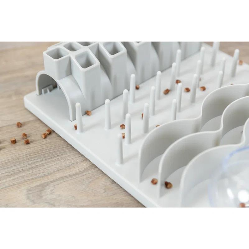 TRIXIE TRIXIE Fun Board Strategy Game for Cats, Puzzle Toy, Treat Dispenser, Interactive Play, White
