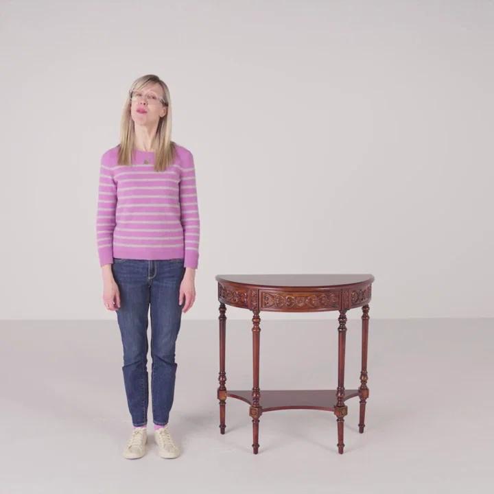 Danelle Light Cherry Wood Demilune Console Table with Storage