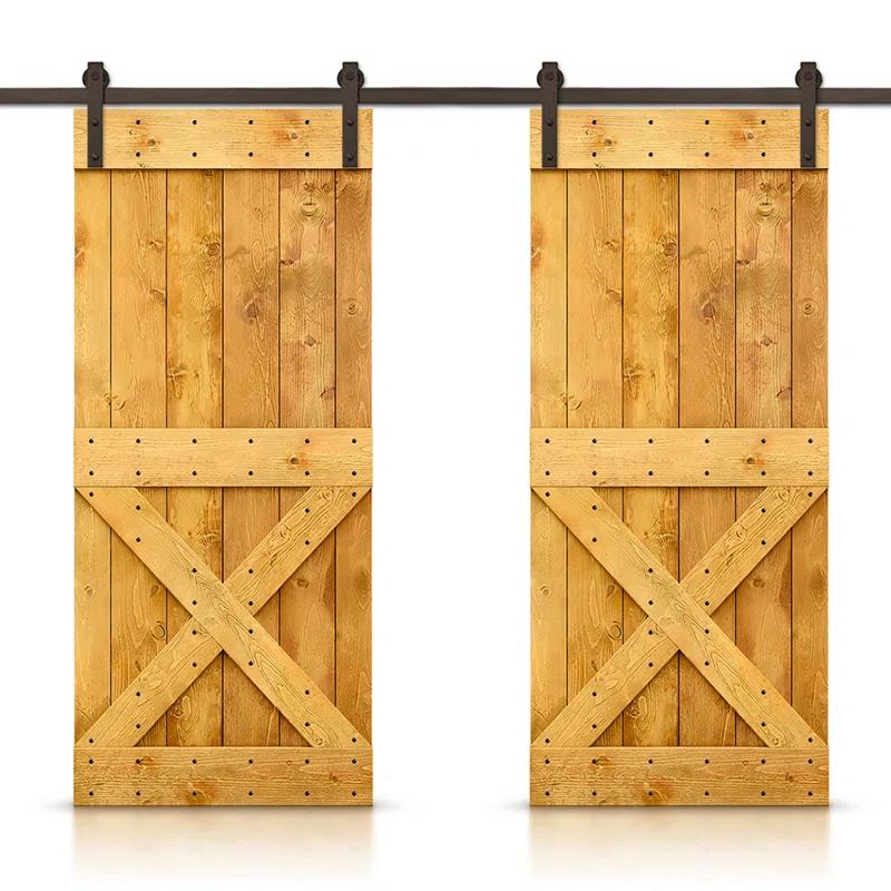 Calhome 84'' Solid Wood Paneled Painted with Installation Hardware Kit Barn Door