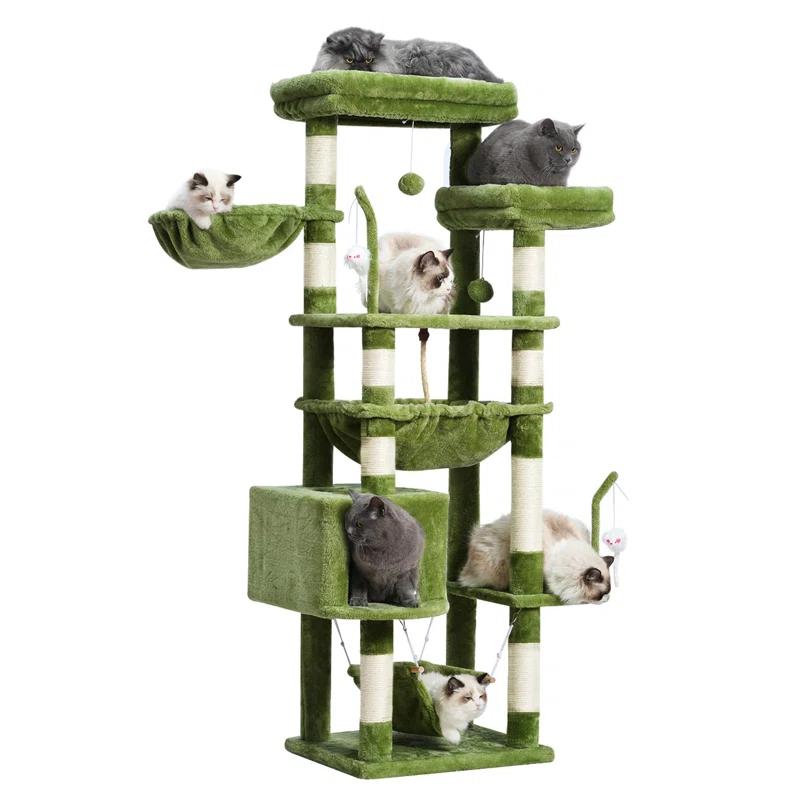 63" Cat Tree For Large Breeds - Spacious Platforms, Hammock, Sisal Scratching Posts & Cat Condo, Indoor Use