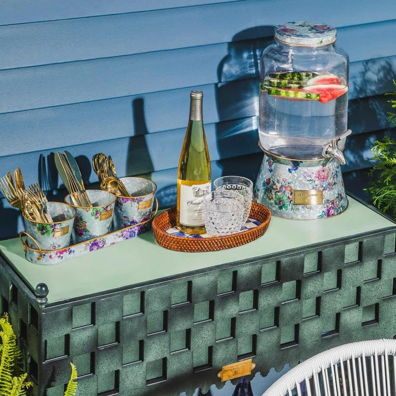 MacKenzie-Childs Flower Market Galvanized Herb Pots With Tray, Set Of 3