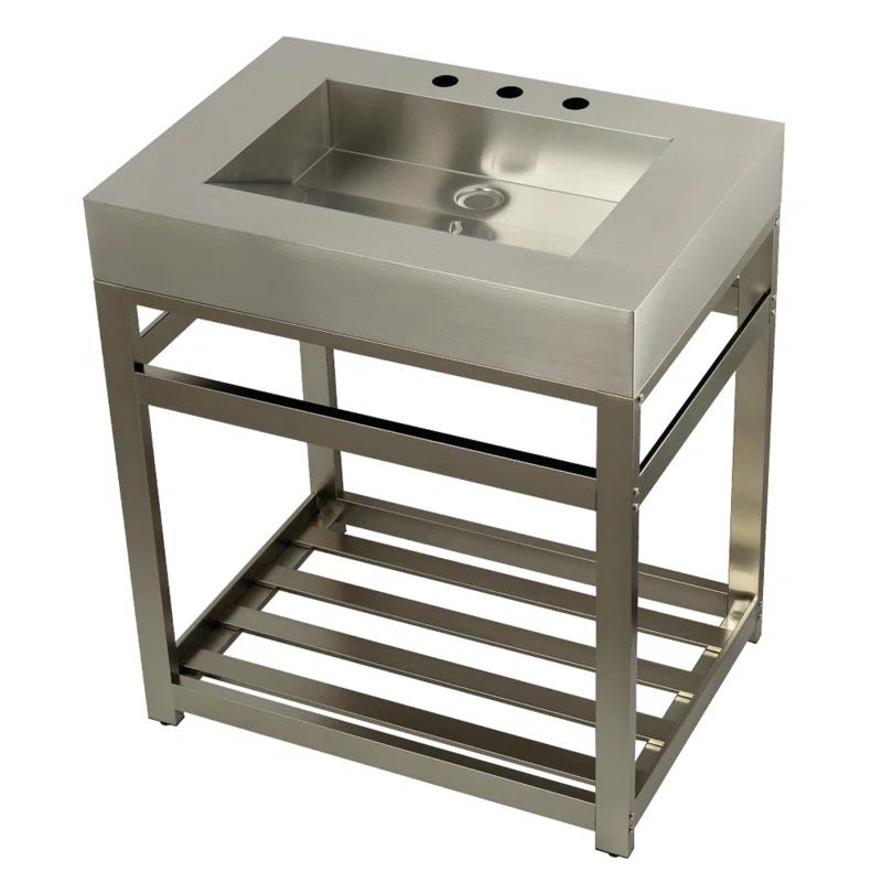 Kingston Brass Kingston Brass Kingston Commercial 31-Inch Stainless Steel Console Sink with Steel Base (8-Inch, 3-Hole)