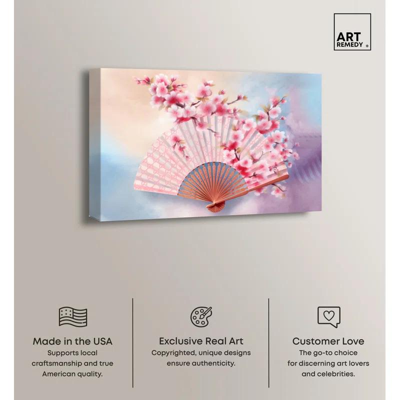 Art Remedy Elegant Japanese Fan Canvas Glam Livingroom Wall Art by Art Remedy