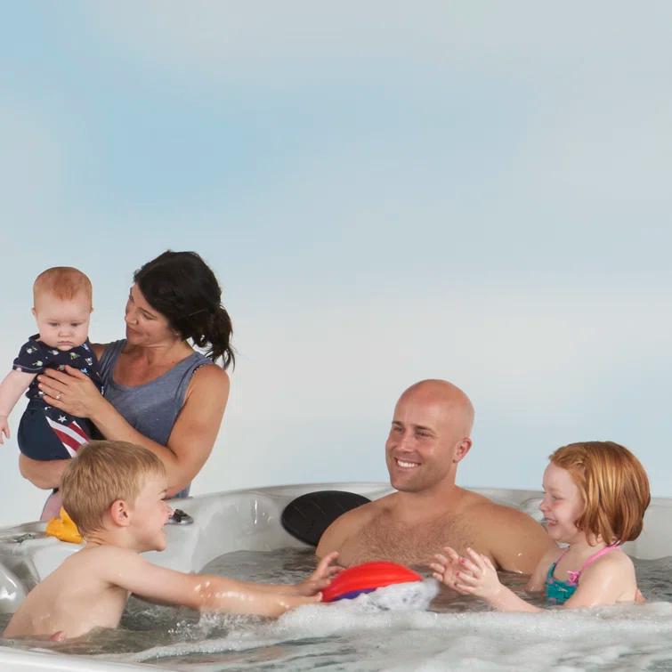 Aqualife® by Strong Spas® Grand Banks 6-Person 81-Jet Non-Lounger Hot Tub Spa with 3 Pumps, LED Lighting, Stainless Steel Heater and Ozonator, Insulated Cover Included and Steps Included