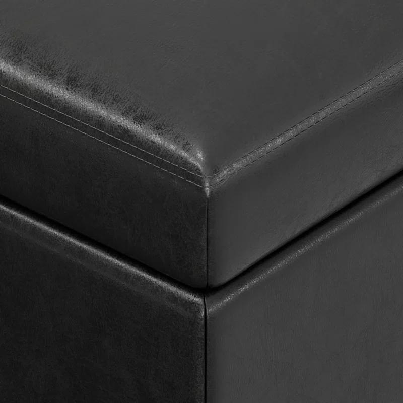 Simpli Home Oregon 42"W Upholstered Storage Ottoman Bench with Lift-Top Lid and Tray