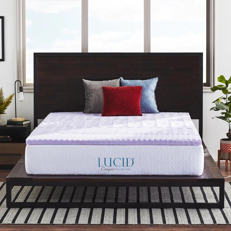 Lucid Comfort Collection 2" Zoned Lavender Memory Foam Mattress Topper
