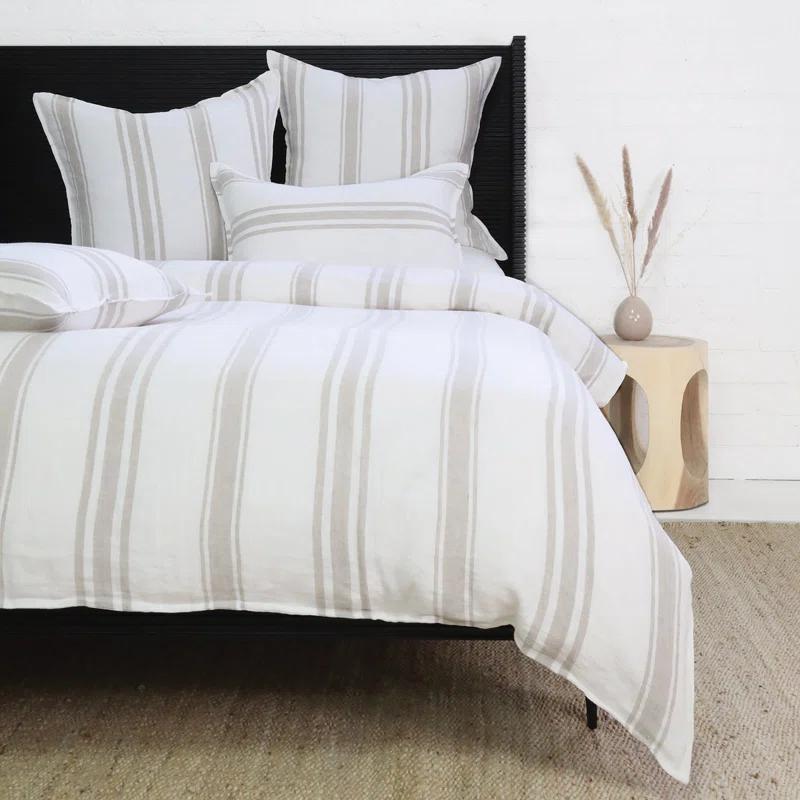 Pom Pom At Home Jackson Modern Farmhouse 100% Linen No Striped Duvet Cover