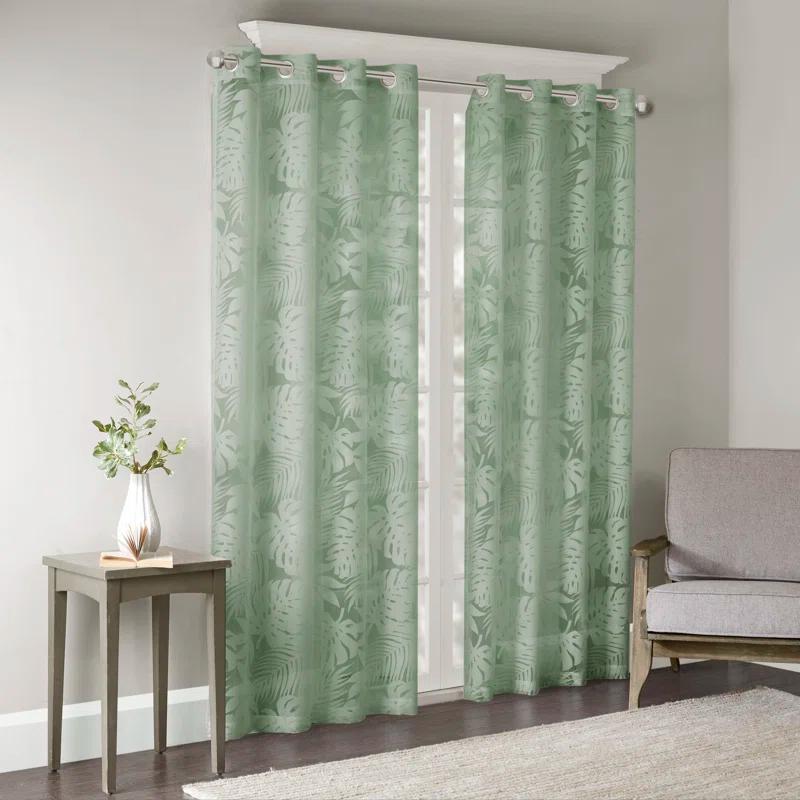 Madison Park Leilani Palm Leaf Burnout Window Sheer