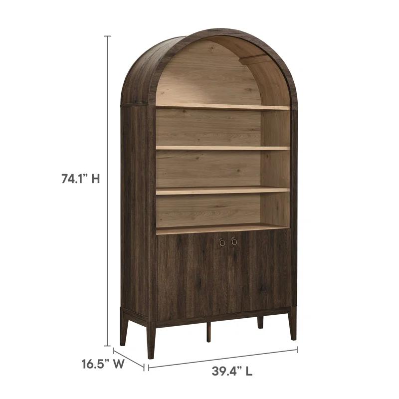Modway Nolan 74" Tall Arched Storage Display Cabinet Bookshelf
