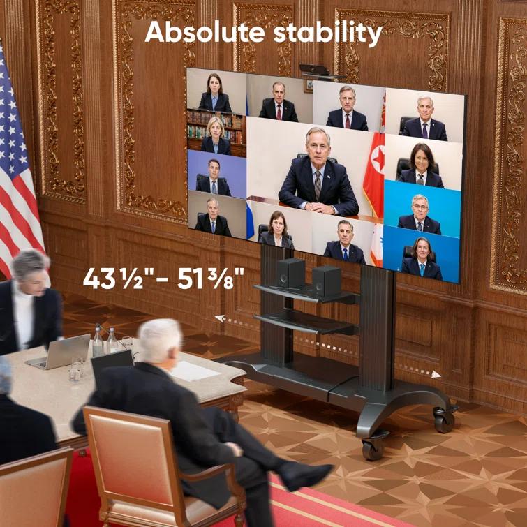 ONKRON Mobile TV Stand for 60-100 Inch Flat/Curved TV up to 301 lbs, Heavy Duty TV Stand Height Adjustable