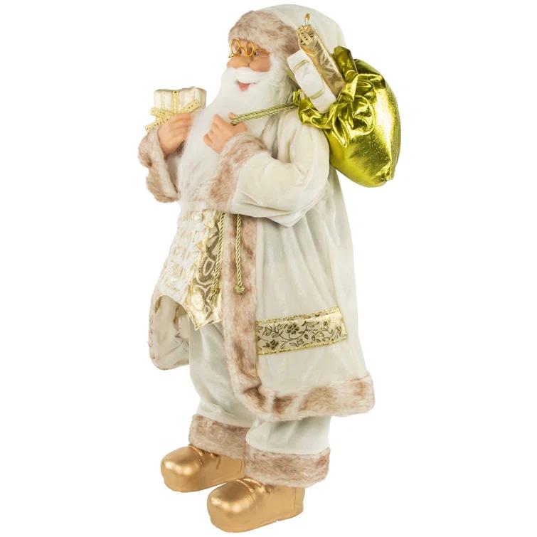 Northlight Seasonal White and Ivory Santa Claus with Gift Bag Christmas Figure