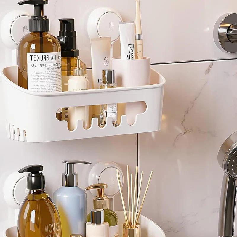 Rebrilliant Shower Caddy Suction Cup 2 Pack,Removable Shelves,Wall Mounted for Bathroom Accessories,White