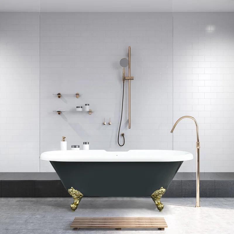 Altair 52167-BAT-GR-BB Kerta 66.9'' x 29.1'' Freestanding Soaking Acrylic Bathtub