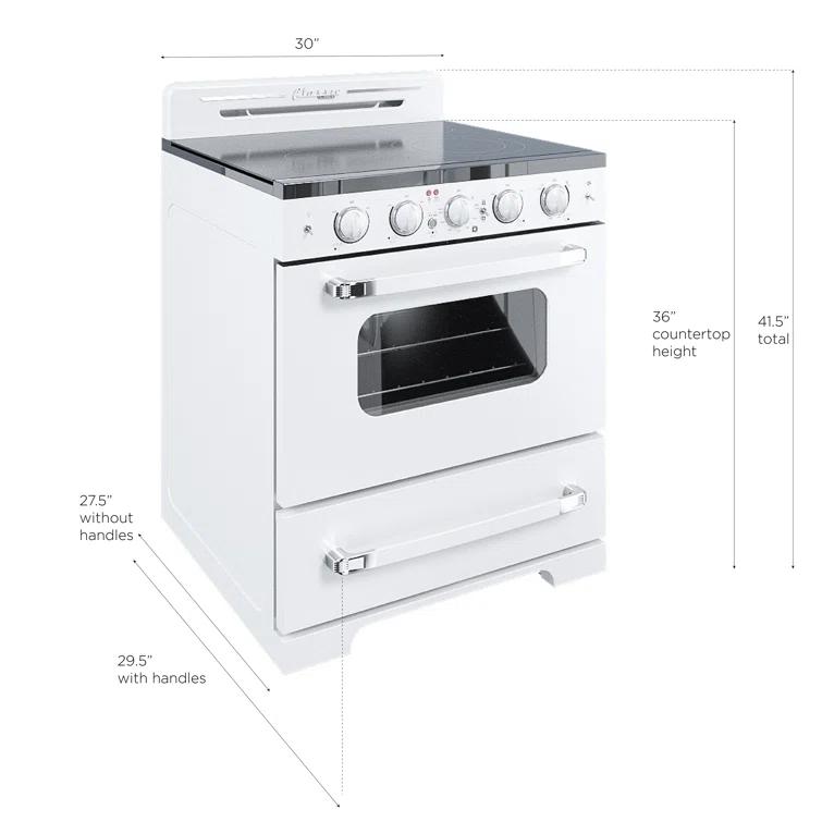 Unique Appliances Classic Retro 30" 5 Element 3.9 cu. ft. Freestanding Electric Glass Top Range with Convection Oven UGP-30CR EC W