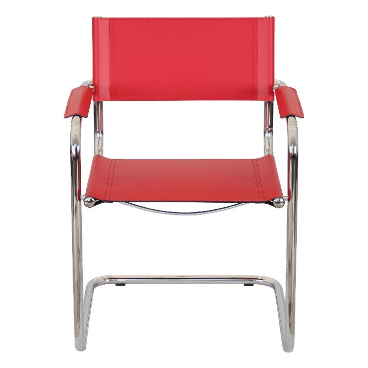 Breuer Chair Company Mart Stam Cantilever Armchair Arm Chair w/ Chrome-Plated Steel Frame (Various Bonded Leather Colors)