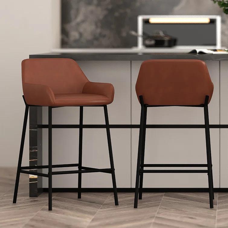 Steelside™ Greely Upholstered Counter Stool with Metal Frame (Set of 2)