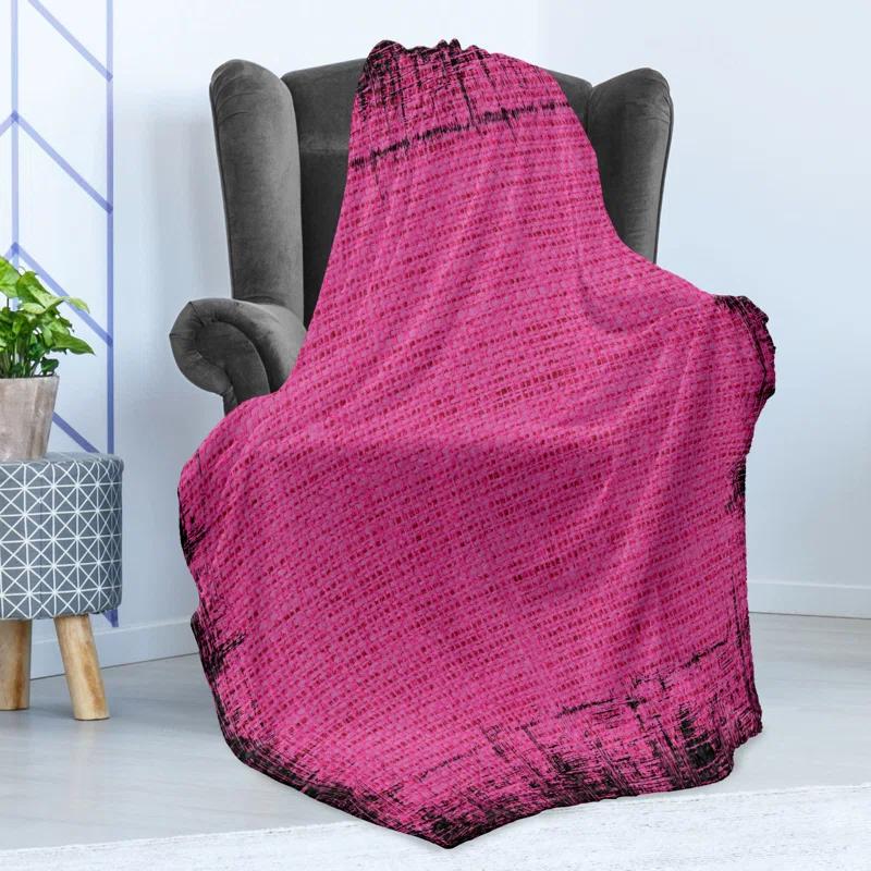Ambesonne Ambesonne Magenta Fleece Throw Blanket Futuristic Grungy Murky Fuchsia Pink