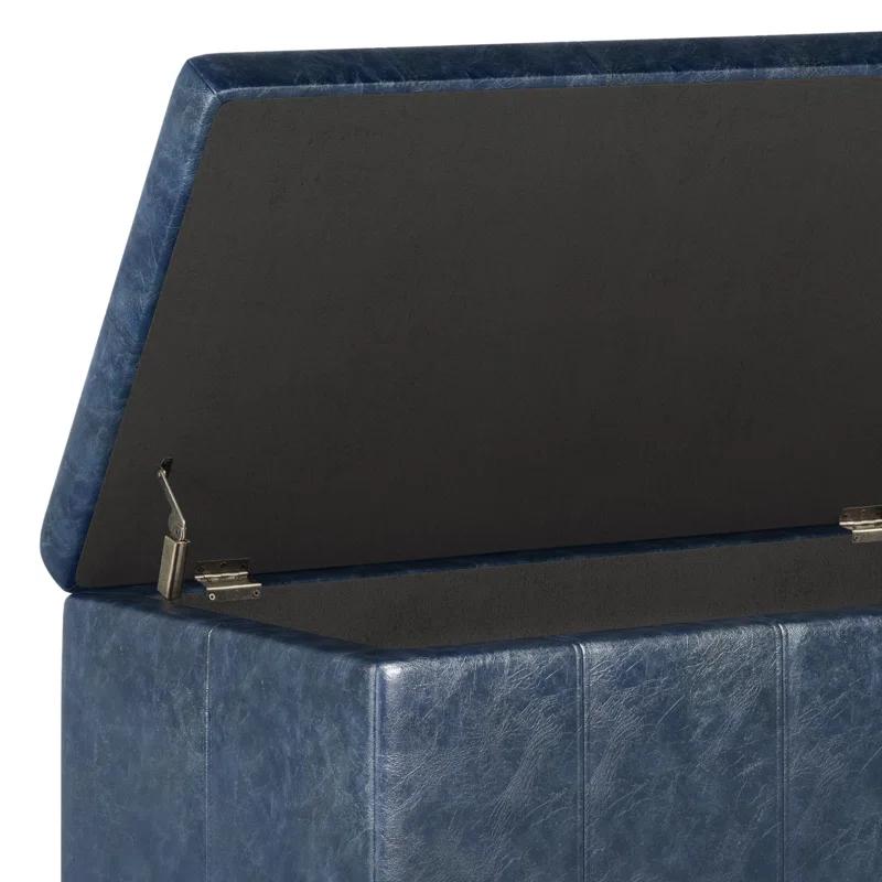 Simpli Home Dover 36"W Upholstered Storage Ottoman Bench with Lift-Top and Large Interior Storage