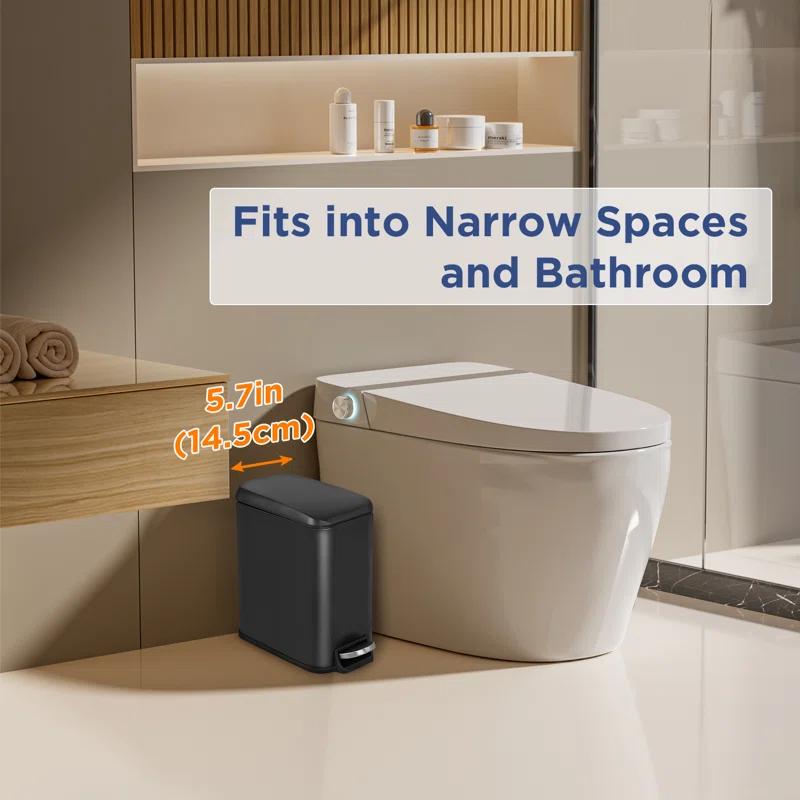 FDW Bathroom Trash Can With A Lid 1.3 Gallon  (5 L) Small Trash Bin Step Pedal Garbage Can With Removable Bucket Slim For Small Spaces For Bathroom,Bedroom,Kitchen,Office