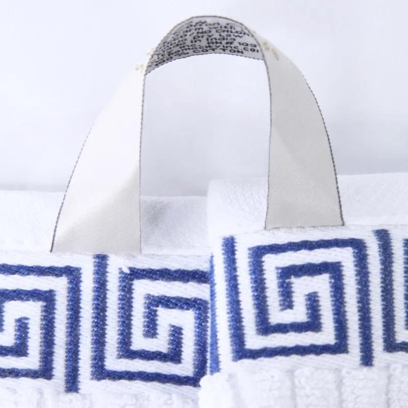 Superior Athens Cotton Medium Weight Floral Border Greek Key Trim 8 Piece Assorted Towel Set by Superior