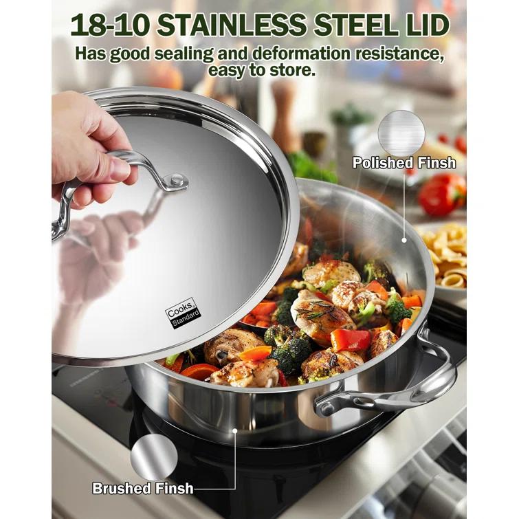 Cooks Standard Cooks Standard Classic 5 QT 11 inch Stainless Steel Saute Pan Frying Pan Skillet with Lid