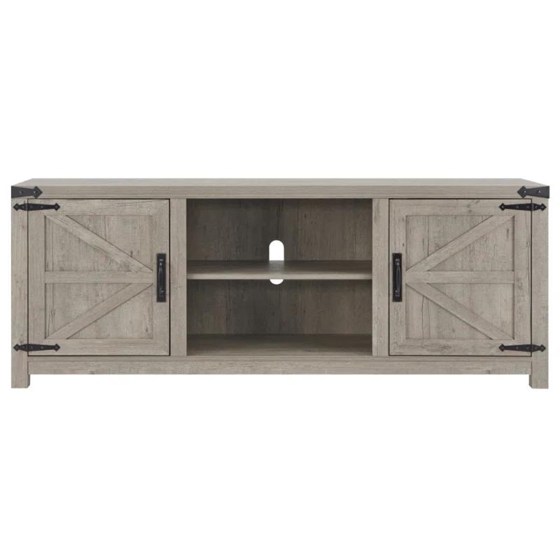 Laquela Farmhouse TV Stand for TVs Up to 75“, Wood Barn Door Media Console Table
