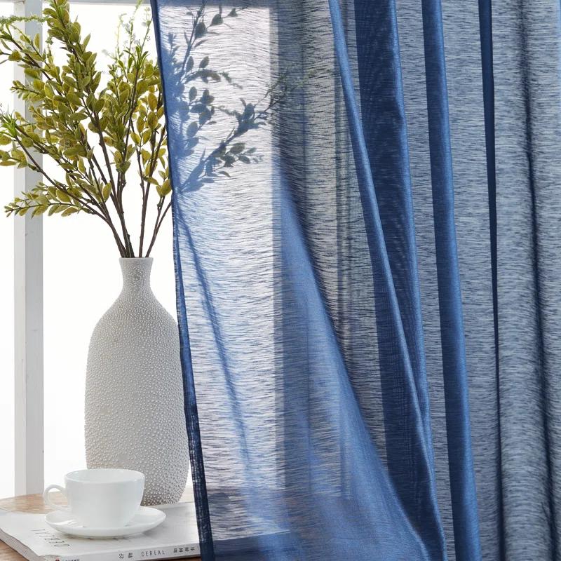 Ebern Designs Lauren Polyester Semi Sheer Curtain Pair (Set of 2)