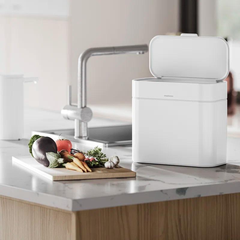 Simplehuman 4 Liter Compost Caddy, White Steel