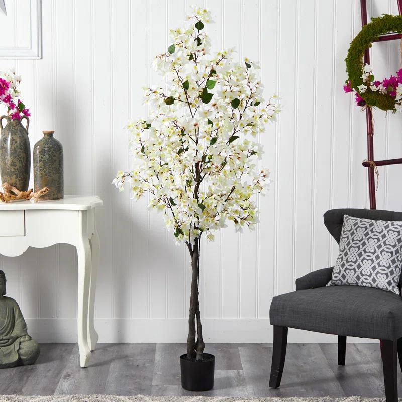 Primrue Faux Flowering Tree in Planter
