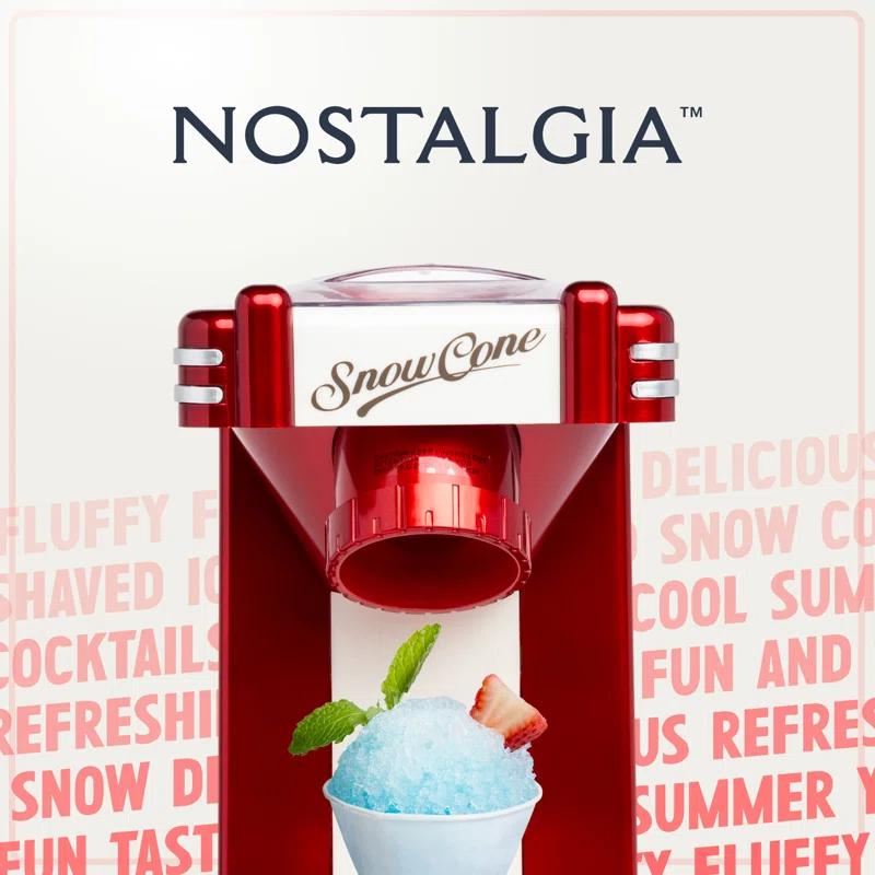Nostalgia Nostalgia Retro Single Countertop Snow Cone Maker, Includes 1 Reusable Plastic Cup, Stainless Steel Blades