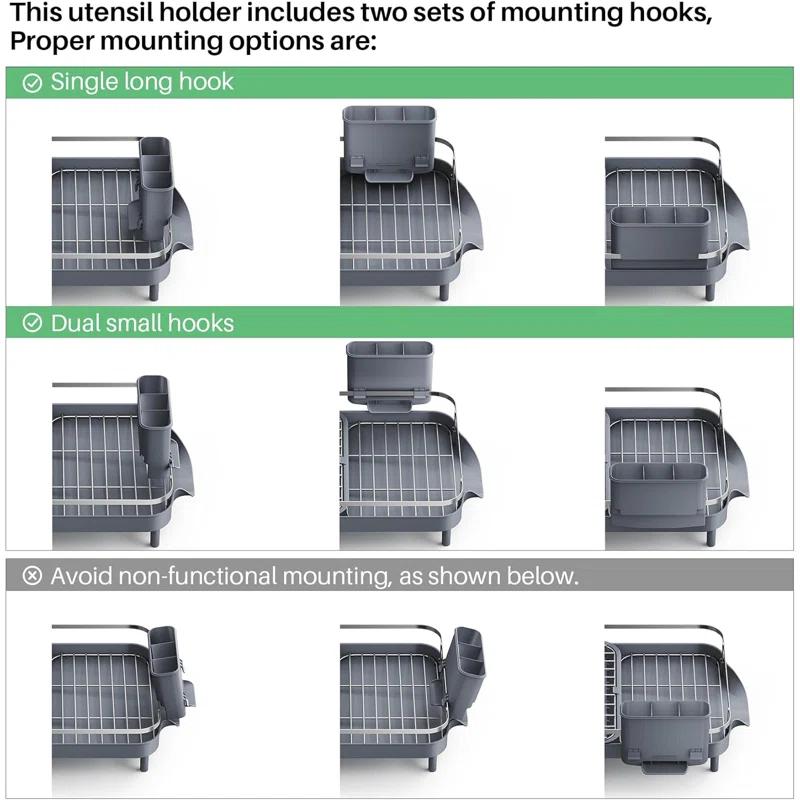 Anadea Dish Drying Rack, Expandable Dish Rack For Kitchen Counter, Stainless Steel Dish Drainer With Drainboard Set And Utensil Holder