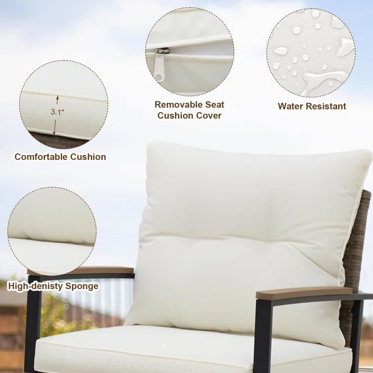 EAGLE PEAK 2 - Person Outdoor Seating Group Outdoor Rocking Seating Group with Cushions, 3-Piece Outdoor Rocking Chairs Set With Table