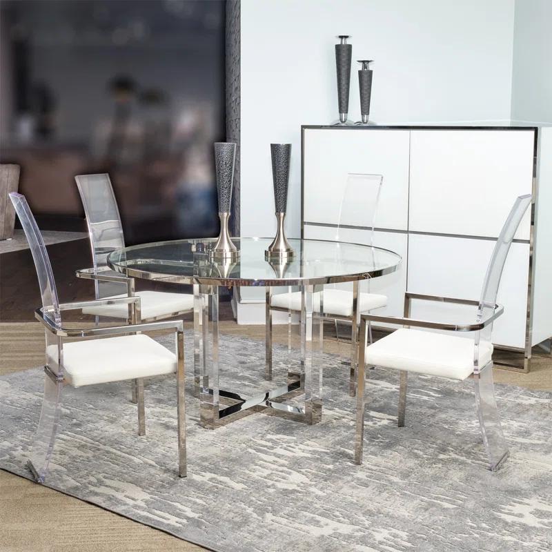 Michael Amini State St. Arm Chair in Satin White