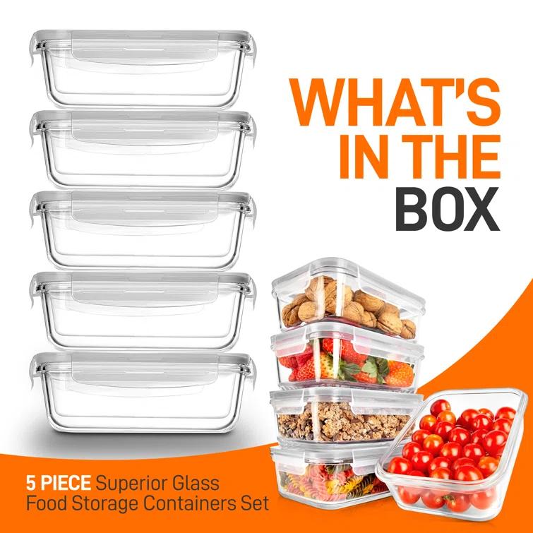 NutriChef 30oz. Glass Food Storage Container