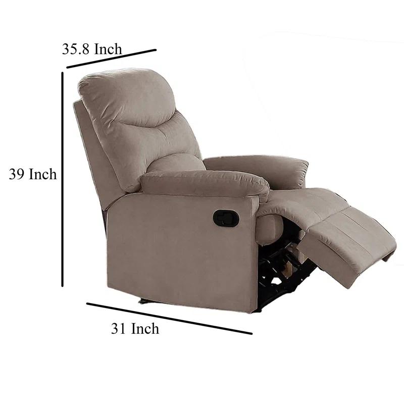 Benjara Karry Manual Recliner Chair, Cushioned Velvet, Solid Wood