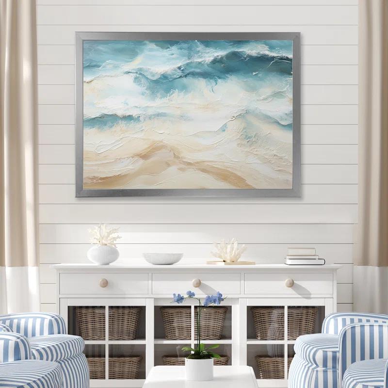 Design Art " Modern Coastal Beige And Blue Beach I "