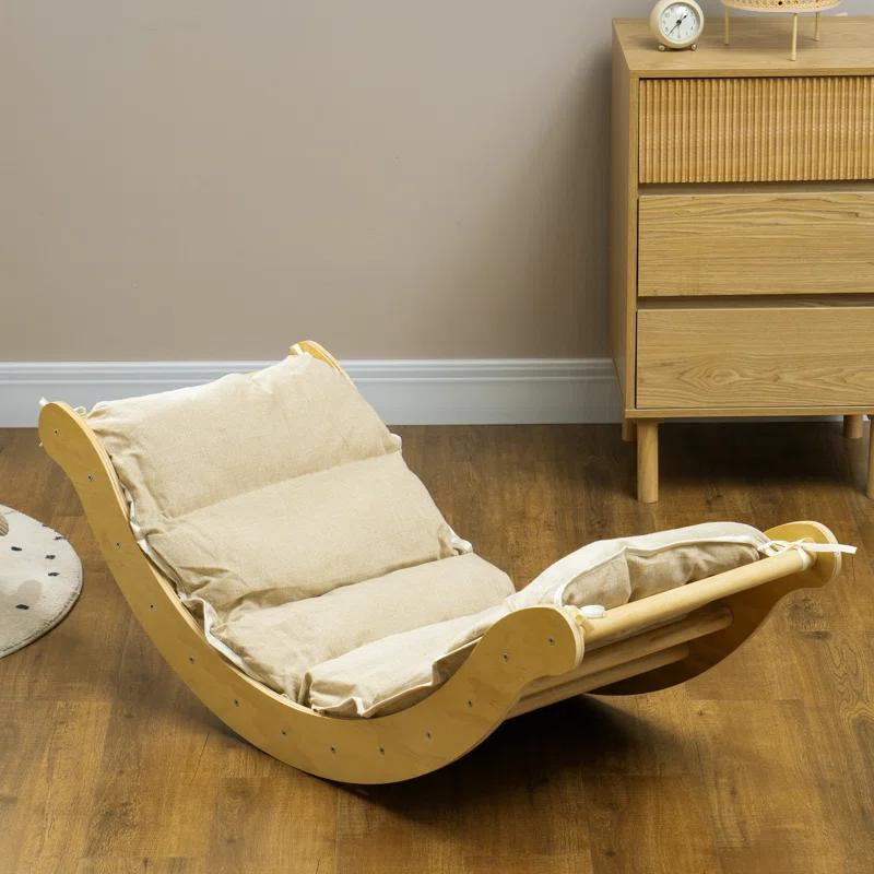 Qaba Toddler Climbing Toys, Indoor 4 In 1 Pikler Climbing Set with Arch Climber, Ramp & Cushion, Wooden Montessori Climbing Set, Baby Play Gym for Indoor Playground, Wood | Wayfair