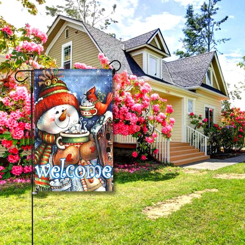 The Holiday Aisle® Alburnett PWelcome Winter Snowman Bird Snowflake Decorative Garden Flags 18 x 12.5 Inch