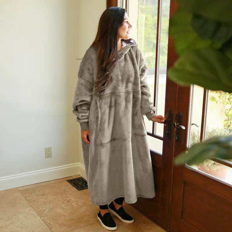 Catalonia Full Body Blanket Hoodie Sweatshirt, Extra Long Oversized Comfortable Sherpa Lounging Pullover & Reviews | Wayfair