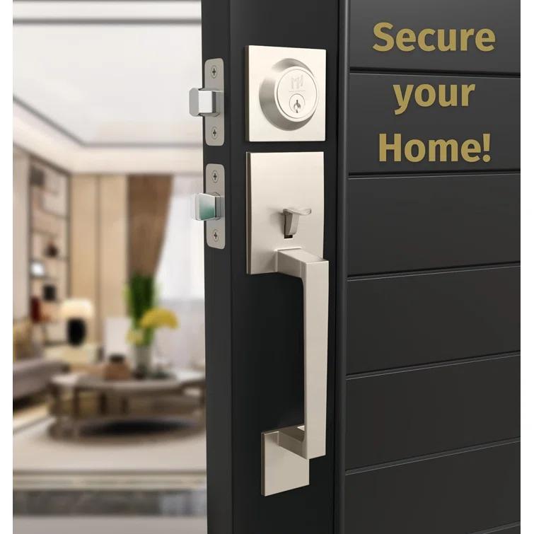 Mega Handles Mega Handles Tobelle Reversible Entry Door Handle Set with Single Cylinder Deadbolt and Lever – Modern Handle for Front, Garage, or Interior Doors