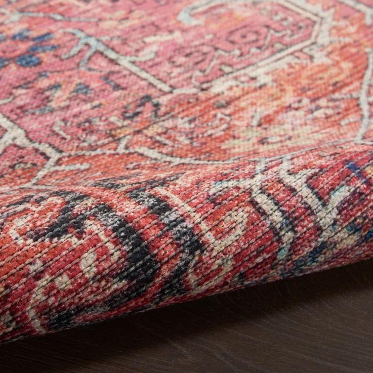 Bungalow Rose Machine Washable Oriental Red Area Rug