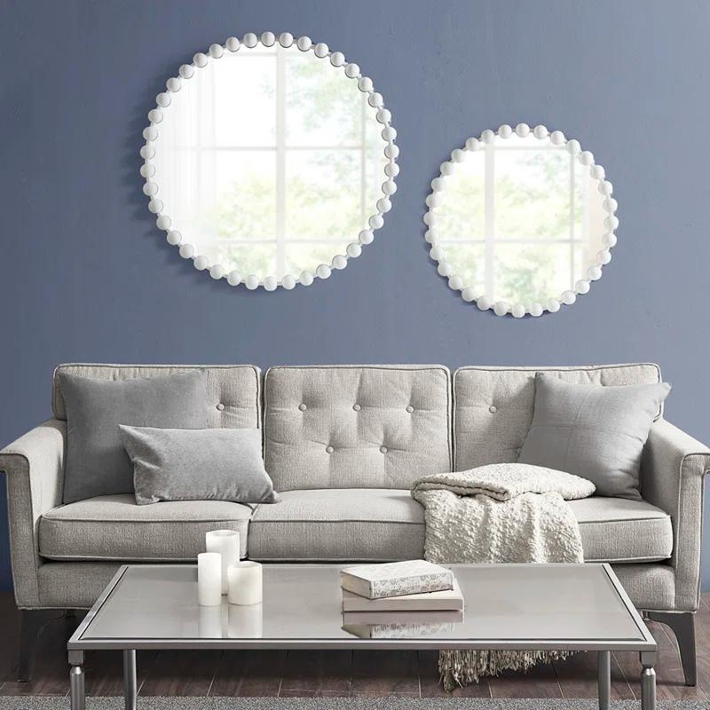 Marlowe Beaded Round Metal Wall Mirror