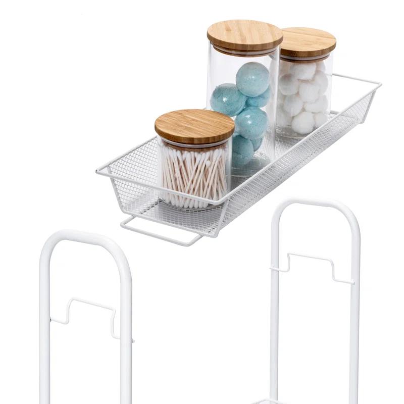 Slim 3-Tier Wire Rolling Storage Cart